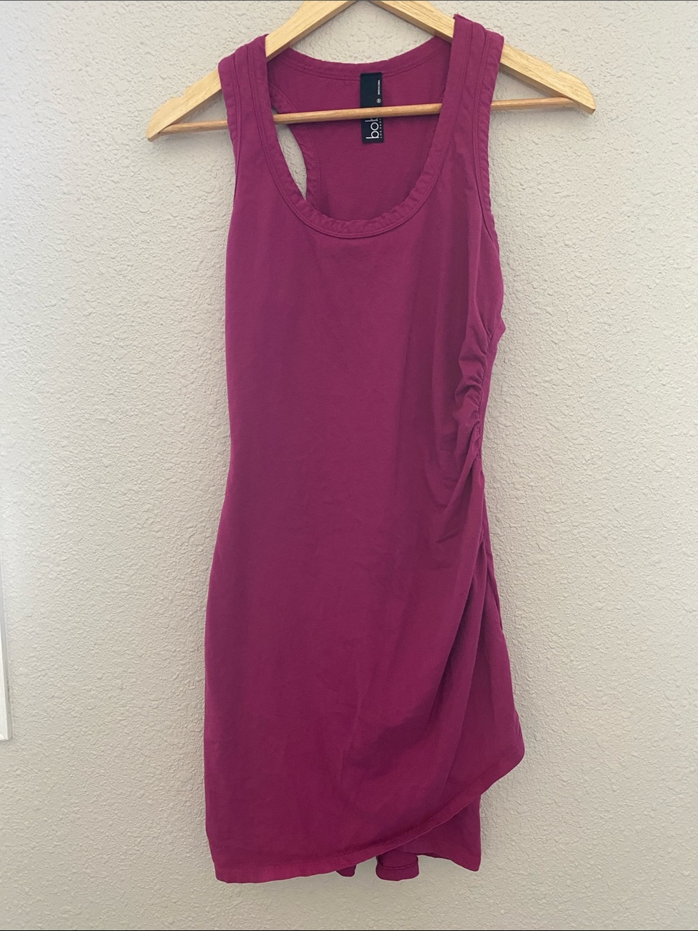 bobi Raspberry Sleeveless Tank Dress with Side Ruching